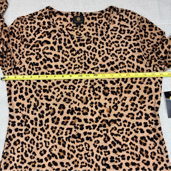 Jm Collection Petite Chelsea Cheetah Jacquard Top P/L - Picture 11 of 12